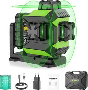 Huepar 3D Green Laser Level – Self-Leveling Cross Line Tool
