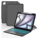 IVEOPPE Keyboard Case for iPad Air 13-inch (M4 2026/M3 2025/M2 2024/)- Trackpad Keyboard for iPad Pro 12.9'' 2022/2021/ 2020/2018, 7-Color Backlight Detachable Bluetooth Keypad– Black