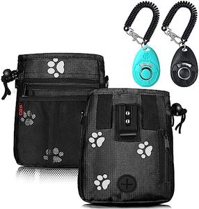 Dog Treat Pouch - 3 Ways to Wear Treat Pouches for Pet Training and 2 Pieces Clicker Taining for Dogs, Dog Training Treat Pouch Bag and Dog Clicker for Training with Waist Belt Shoulder Strap - Paws