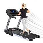 PowerMax Fitness TD-M1 (4HP Peak) Pre-installed Motorized Foldable Treadmill for Home Use | Manual-Incline Treadmill | Semi-Auto Lubrication | Multifunction Console LCD Display, BT, Speaker, MP3, AUX