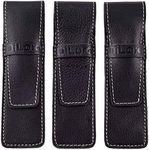 DiLoro Full Grain Genuine Buffalo Leather Black Pen Cases Set of 3