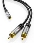 FEDUS RCA to 3.5mm Female 6.5ft/2M 3.5mm to 2RCA Male Stereo Audio Cable Metal Shell 3.5mm 1/8" TRS Stereo to Dual RCA Jack Adapter Y Cable for Smartphones,Headphone,MP3,Tablets,Home Theater,Black