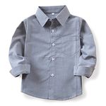 OCHENTA Boys' Long Sleeve Oxford Dress Shirt, Button Down Big Kids Casual Formal School Uniforms Grey Tag 130CM - 6-7X