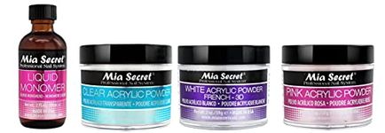 Mia Secret Liquid Monomer 2 oz and Powder 2 oz x 3 (CLEAR + WHITE + PINK)