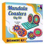 Swagstation Mandala Art Kit|Craft Materials For Mandala Art Painting Kit For Kids|Gifts For Girls Age 10-12|Gifts For Teenage Girls|Craft Kit Of Pack Of 6 Coasters With Colour Kit - Brown