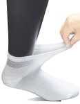 Yomandamor Men's 6 Pairs Combed Cotton Diabetic Ankle Socks with Seamless Toe and Non-Binding Top