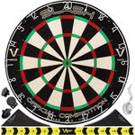 Viper Slash Official Competition Bristle Steel Tip Dartboard Set with Staple-Free Ultra-Thin Metal Wiring for Increased Scoring, Reduced Bounce Outs; Self-Healing Professional-Grade African Sisal Board, and Magnetic Dart Holders