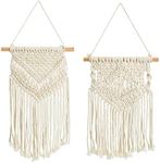 Okuna Outpost 2 Pack Bohemian Style Macrame Wall Hanging, Dreamcatcher Home Decor (White, 10 x 15 in)