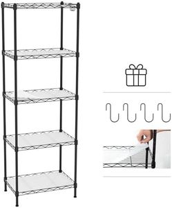 WORKPRO Storage Shelves, 5-Tier Metal Shelving, Garage Wire Rack, 17-3/8"W x 11-1/2"D x 51-1/2"H, 550 LBS Load Capacity, Standing Food Shelving Unit, Adjustable Shelf for Kitchen Pantry Closet Garage