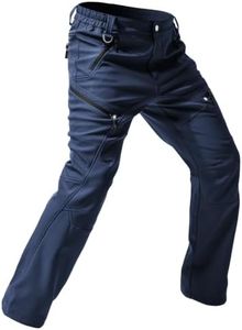 Moosehill Men's-Fleece-Lined-Cargo-Hiking-Pants Waterproof-Softshell-Snow-Ski-Pants Insulated Thermal Warm for Winter Outdoor Fishing Camping with 5 Deep Pockets (Navy, 38W*30L)