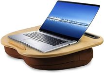 VLOXO Laptop Stand with Cushion, 3 in 1 Lap Desk Phone Holder/Sleeping Pillow/Desk Tray with Slot & Anti-Slip Strip, Support up to 14 Inch Laptop - Brown