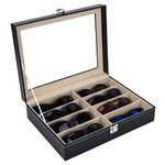 AUTOARK Leather 8 Piece Eyeglasses Storage and Sunglass Glasses Display Case Organizer,Black,AW-022