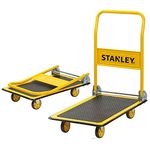 STANLEY SXWT-PC527 Platform Trolley with 150 kg Capacity, Steel Portable Foldable Multi-Functional Dolly Push Cart with 360 Degree Swivel Wheels, Yellow Colour, (73.5 x 47 x 83 cm)