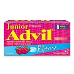 Advil Junior Strength Ibuprofen 100 mg Tablets USP Blue Raspberry 40 Chewable Tablets