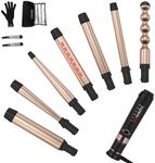 PARWIN PRO BEAUTY Curling Iron Wand Set, 7 in-1 Ceramic Barrel Interchangeable with Infrared, Dual Voltage, Auto Shut Off, Includes 3/4in, 1in, 1inch, 1 1/4inch, 1-1/2in, 1/2-1in, 1in Bubble Wand