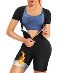 KUMAYES Sauna Sweat Suit for Women Full Body 3 in 1 Workout Slimming Hot Vest Tummy Control Shapewear (black, L)