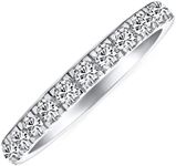 Personalize AAA Cubic Zirconia Clear Round CZ Half Eternity Ring Anniversary Wedding Band For Women .925 Sterling Silver 2MM Stackable Rings Customizable