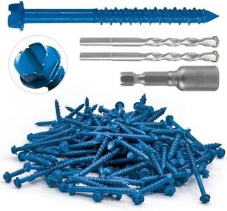 RURITKIT 100Pcs 1/4" x2-3/4 Concrete Screws with Drill Bit, Hex Head Concrete Cement Screws Anchor Assortment Kit for Masonry, Block Brick or Stucco