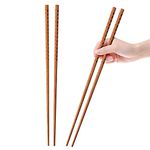 16.5 Inches Cooking Chopsticks, 2 Pairs Wooden Long Chop Sticks Reusable for Noodles Frying Hotpot, Japanese Extra Long Anti-Slip Chopsticks