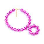 Bling Bling Fancy Plain Chunky Bubblegum Necklace and Bracelet Set for Girls with Gift Box