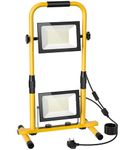 Lightasea 200W LED Work Light, 20000LM Job Site Light with Metal Telescopic H Stand, IP66 Waterproof Portable Floodlight 6500K Cold White with 9.8ft Cord Plug & Switch for Workshop Garage Construction