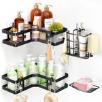 LURVUO Corner Shower Caddy,4Pack Shower Organizer Corner Shower Shelves with Soap Holder and Independent Hooks, No Drilling Wall Mounted Shower for Rack Bathroom,Dorm and Kitchen Storage.