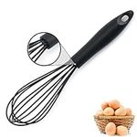 Silicone Whisk, Heat Resistant Kitchen Whisks for Non-Stick Cookware, for Blending, Whisking, Beating, Frothing & Stirring, Can be Suspended, Saving Space (Black-1)