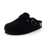 CUSHIONAIRE Women's Hana Cork Footbed Clog with +Comfort, Wide Widths Available, Black Wool, 7