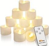Homemory Flickering Flameless Candles with Remote, Timer Candles Battery Operated, Tea Lights Candles, Small Fake Electric Battery Votive Candles for Table Centerpiece, Halloween, Christmas, 12Pcs