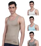 Freecultr Men's Twin Skin Bamboo Cotton Vest, Anti Microbial, Anti Odor, Breath tech Super Soft & Comfort Fit Inner wear (Pack of 2)