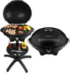 Andrew James BBQ Electric Grill Barbecue with 5 Temperature Settings, Thermostat, Indoor & Outdoor Party, Removable Drip Tray & Condiment Stand, Healthy Grilling, Non-Stick Cooking Surface (Black)