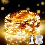 DeepDream LED Fairy String Lights,Battery Powered 200LED 20m/66Ft 8 Modes Copper Wire Waterproof Fairy Lights with Remote Timer Indoor Outdoor for Christmas,Patio,Garden, Wedding,Bedroom-Warm White