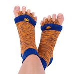 Foot Alignment Socks with Toe Separators by My Happy Feet | for Men or Women | Navy and Orange (Small)