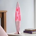 Global Gizmos 48879 16" Pastel Pink Lava Lamp/Rose Gold Chrome Base/Retro Nostalgia/Relaxing Mood Light/Decorative Illumination