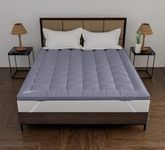Ealma 600 GSM Microfiber Mattress Topper | Quilted Mattress Padding Bed Topper | King Size 78x72 Inch | Ultra Soft Gadda Topper with Elastic Straps | Comfort Sleep & Pain Relief Support | Grey