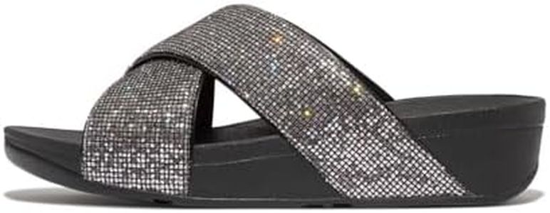 Fitflop Lulu Glitterball Cross Slides, Sandalia Mujer, Silver, 38 EU