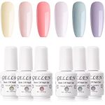 Gellen Gel Nail Polish Set - Macaron Series 6 Colors, Popular Girly Fresh Nail Art Solid Pastel Colors Trendy UV LED Soak Off Home Nail Gel Manicure Kit