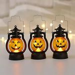 Children's Handheld Pumpkin Light Up Lantern Kids Led Lights Battery Operated Halloween Decor Pumpkin Light Indoor Outdoor Decoration Ornaments Horror Funny Expression (3-Pack)