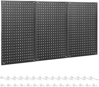 ENJOYWOOD Pegboard, 3 PCS 24"×16" Metal Peg Board Panels Black Modular Wall Organizer Kit with 30 Hooks, Dual-Size Hole Design for Home Tool Storage, Garage Organization, Kitchen, Office, Craft Room