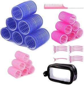 Hair Rollers Curlers Set for All Hair Lengths. Self-Grip Velcro Rollers. Includes 3 Sizes, Large Bag, Duckbill Clips (28Pcs)