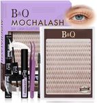 B&Q Brown Lash Clusters Kit Natural Mochalash 01, Wispy Eyelash Clusters Kit C-Curl Cluster Eyelash Extensions 8-16mm Fake Eyelashes Lash Extension Kit for Everyday Beginner Friendly(Mochalash 01 Set)