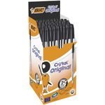 BIC Cristal Original Smudge Free Ballpoint Pens, Ideal for School, Black, Medium Point (1.0mm), Pack of 50