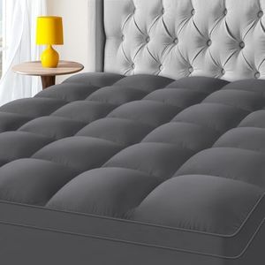 KAYFIA King Mattress Topper, Extra Thick Mattress Pad Cover for Deep Sleep,3D+7D Snow Down Alternative Fill Overfilled Plush Pillow Top Mattress with 8-23 Inch Deep Pocket-Grey