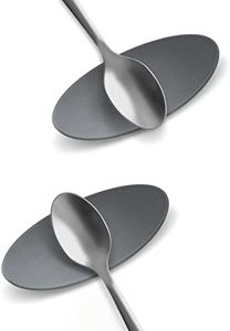 Carrotez Small Silicone Coffee Spoon Rest 2 pcs (0.2" x 1.6" x 3.74"), Spoon Holder Flexible almond-Shaped for Next to Coffee Maker - Kitchen Utensil Rest, Deep Grey