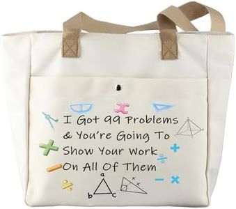 JYTAPP Math Teacher Gift Canvas Teacher Bag Math Science Geeky Gift Math Teacher Tote Bag (Beige Tote Bag)