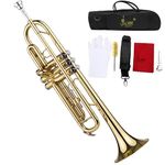 summina Trumpet Bb B Flat Brass Exquisite with Mouthpiece Gloves for Standard Student Beginner and Teacher
