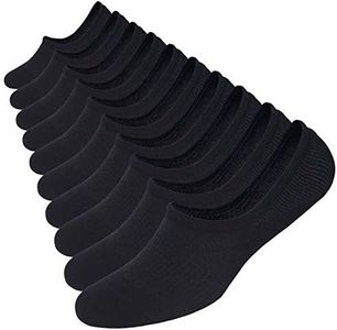 WANDER No Show Socks 10 Pack Cotton Non Slip Low Cut Invisible Loafer Socks Men&Women Boat Liner(10 Pairs Black, Sock Size:6-8)