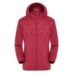 BUKKNYE Womens Rain Jacket with Hood Lightweight Waterproof Rain Coat Outdoor Active Windbreaker Red