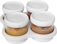 Premium Glass Food Airtight Containers with Silicone Lids for Weaning, Pack of Four, 120ml, Dishwasher, Freezer, and Oven Safe