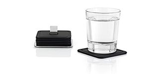 Blomus 68445 Trayan Coasters Set of 6, Black, Square,9.5 x 9.5 x 4.2 cm